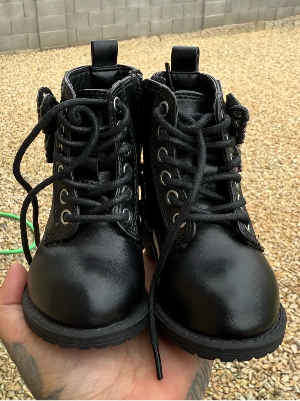 MIA Black Kids Butterfly Rhinestone Combat Boots 5 girls